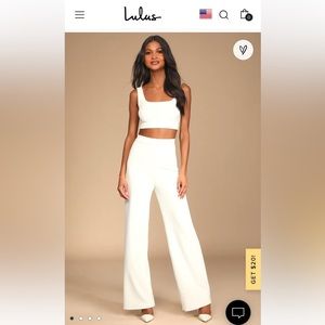 Lulus Only Tonight Ivory Wide Leg Two-Piece Jumpsuit
